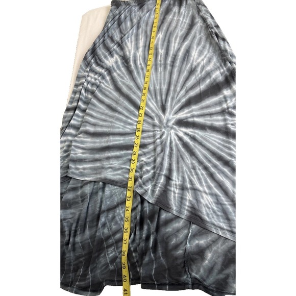 GO Couture Tie Dye Maxi Skirt Womens XL Asymmetric Hem Blue Festival Boho USA - Picture 7 of 8